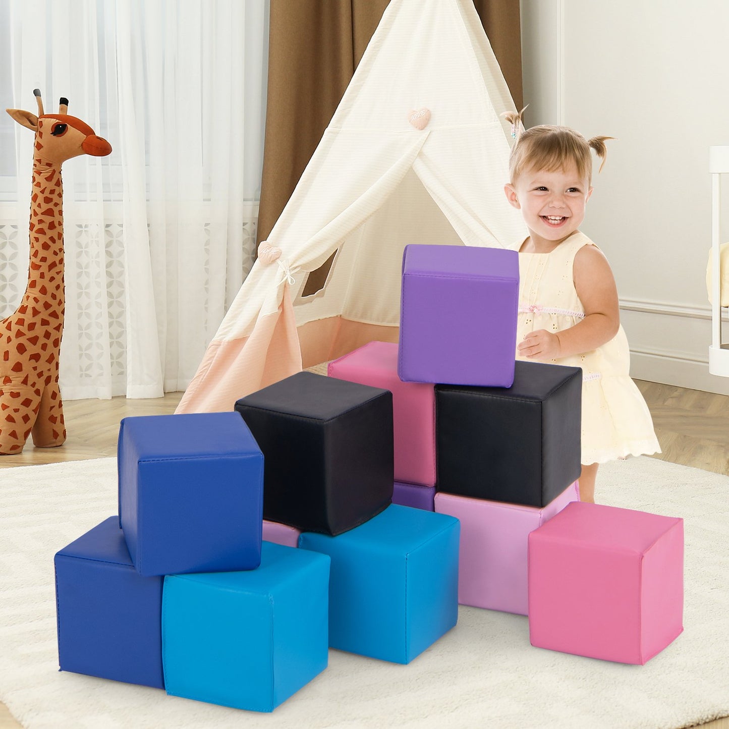 12 Pieces Soft Foam Building Blocks Climbing Foam Cubes Set for Kids, Deep Multicolor Climbers & Slides at Gallery Canada