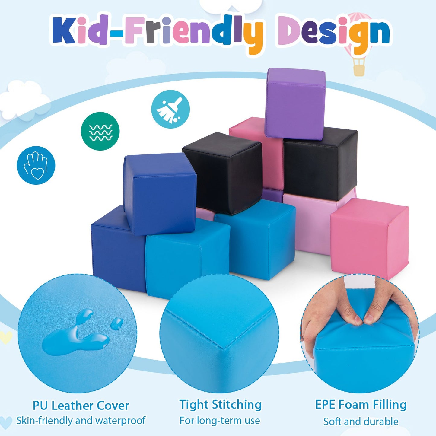 12 Pieces Soft Foam Building Blocks Climbing Foam Cubes Set for Kids, Deep Multicolor Climbers & Slides at Gallery Canada