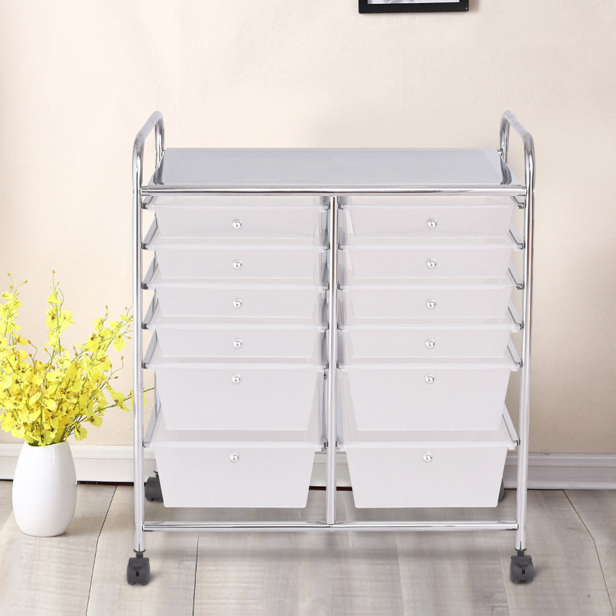 12 Drawer Rolling Cart Organizer, White File Cabinets at Gallery Canada