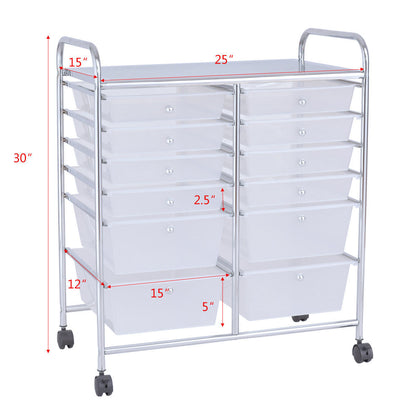 12 Drawer Rolling Cart Organizer, White File Cabinets at Gallery Canada