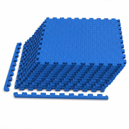 12 Tiles 1/2" Puzzle Exercise Floor Mats, Blue
