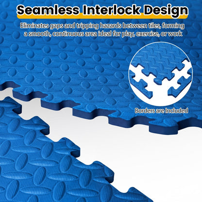 12 Tiles 1/2" Puzzle Exercise Floor Mats, Blue