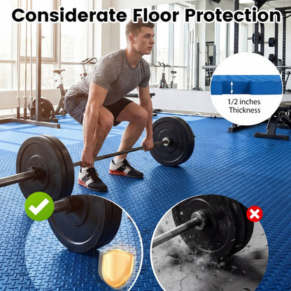 12 Tiles 1/2" Puzzle Exercise Floor Mats, Blue