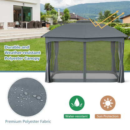 12 x 10 Feet Double Vented Steel Gazebo, Gray