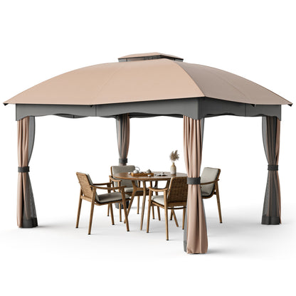 12x10 Feet Steel Gazebo, Brown Gazebos at Gallery Canada