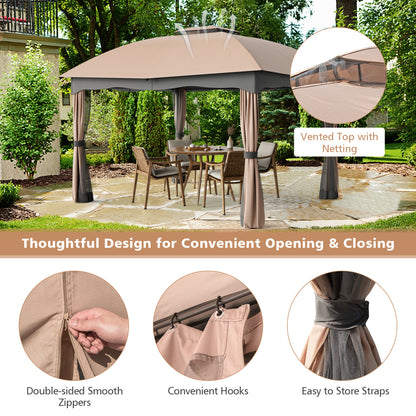 12x10 Feet Steel Gazebo, Brown Gazebos at Gallery Canada