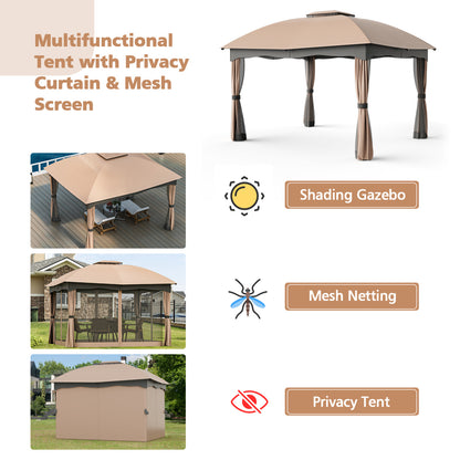 12x10 Feet Steel Gazebo, Brown Gazebos at Gallery Canada