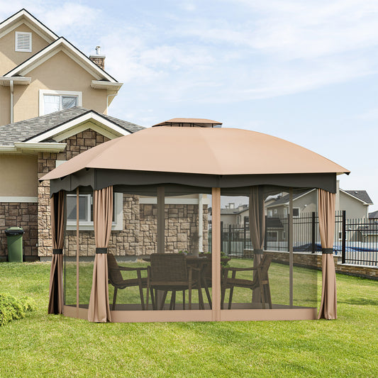 12x10 Feet Steel Gazebo, Brown Gazebos Brown at Gallery Canada