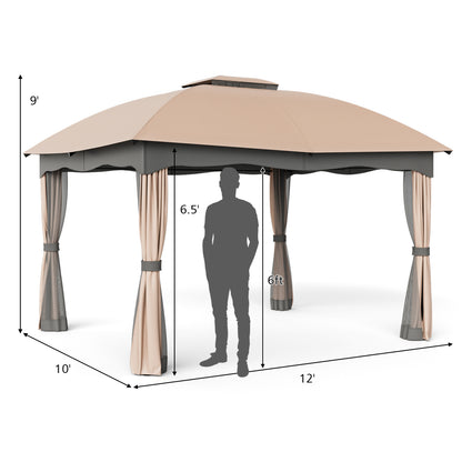 12x10 Feet Steel Gazebo, Brown Gazebos at Gallery Canada