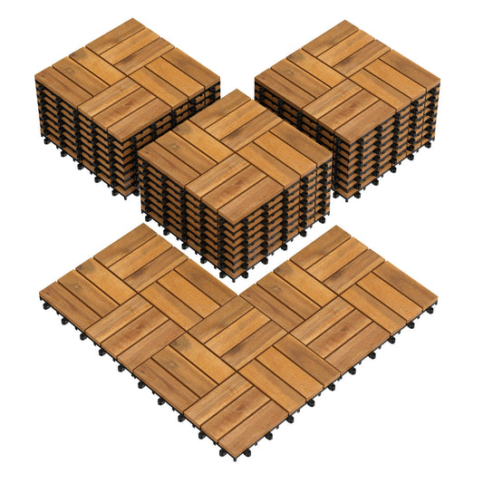 12 x 12 Inch 27 Piece Acacia Wood Interlocking Deck Tiles with Waterproof Design, Natural Decorative Fencing & Flooring Natural at Gallery Canada