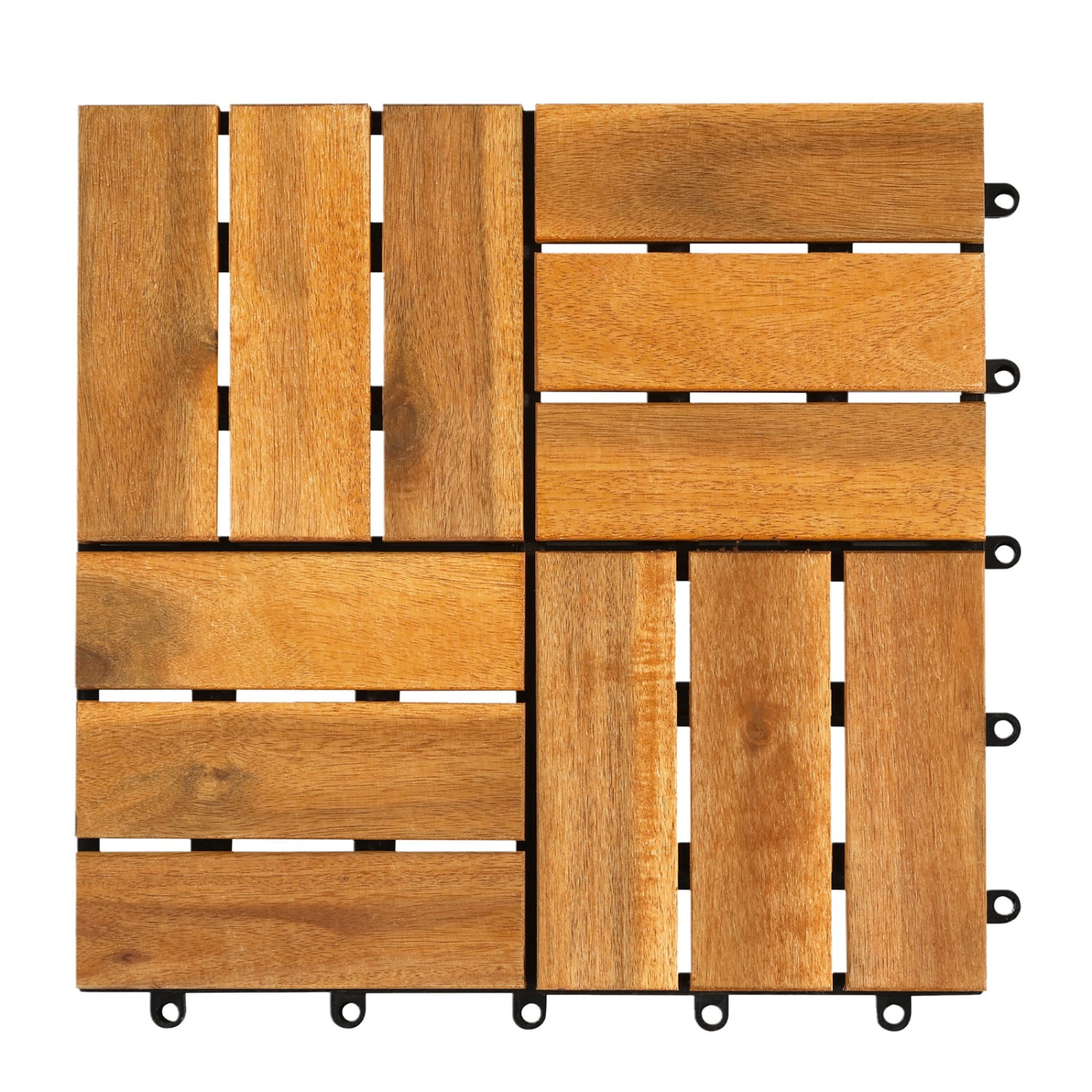 12 x 12 Inch 27 Piece Acacia Wood Interlocking Deck Tiles with Waterproof Design, Natural Decorative Fencing & Flooring at Gallery Canada