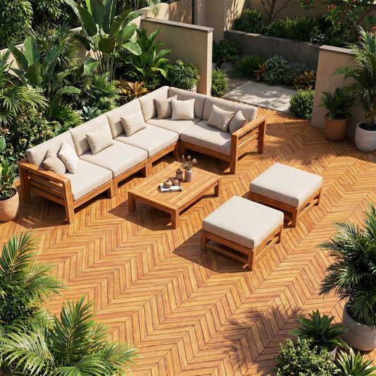 12 x 12 Inch 30 Pieces Acacia Wood Interlocking Deck Tiles- Natural, Natural Decorative Fencing & Flooring Natural at Gallery Canada