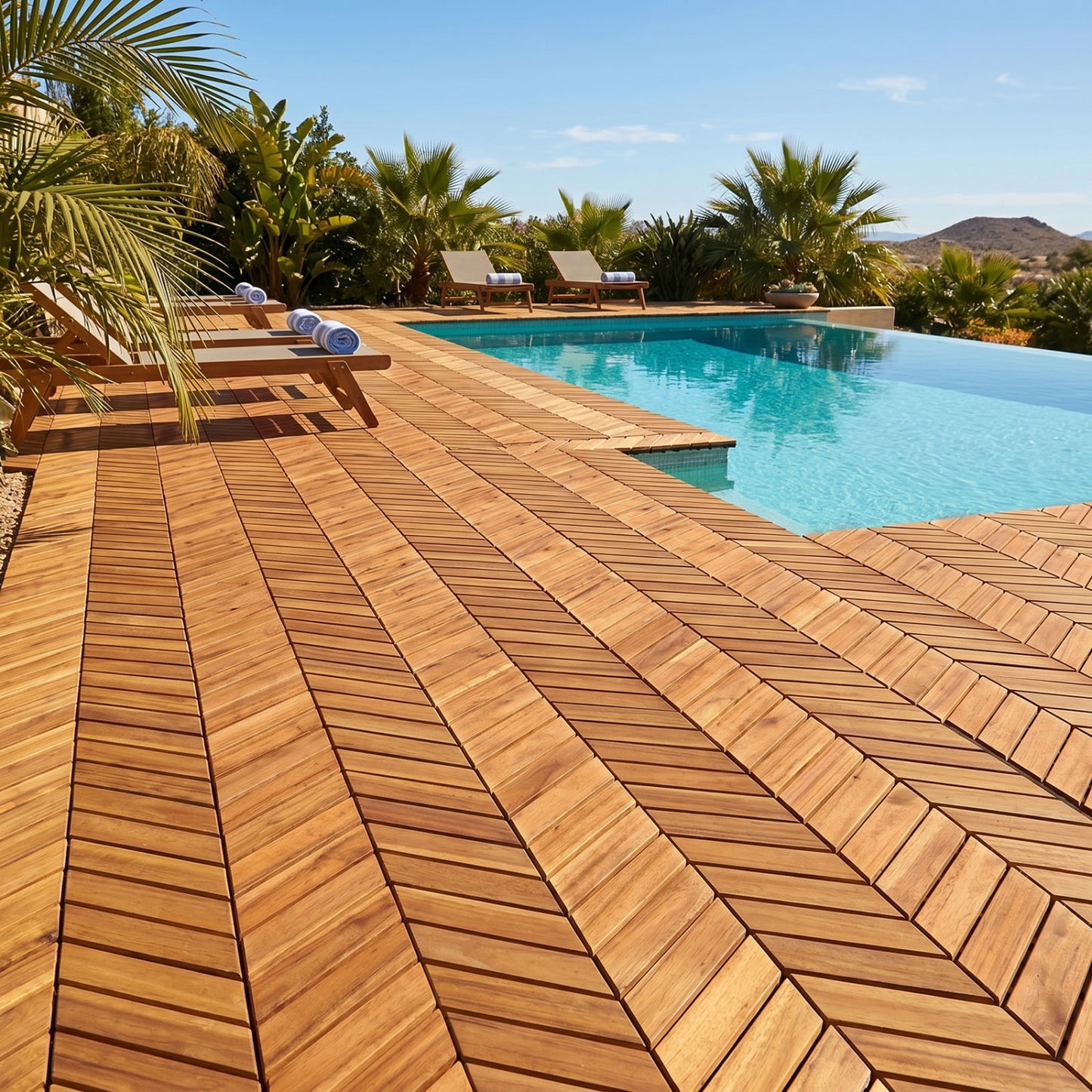 12 x 12 Inch 30 Pieces Acacia Wood Interlocking Deck Tiles- Natural, Natural Decorative Fencing & Flooring at Gallery Canada