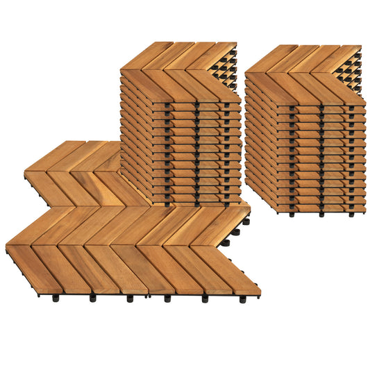 12 x 12 Inch 30 Pieces Acacia Wood Interlocking Deck Tiles- Natural, Natural Decorative Fencing & Flooring Natural at Gallery Canada