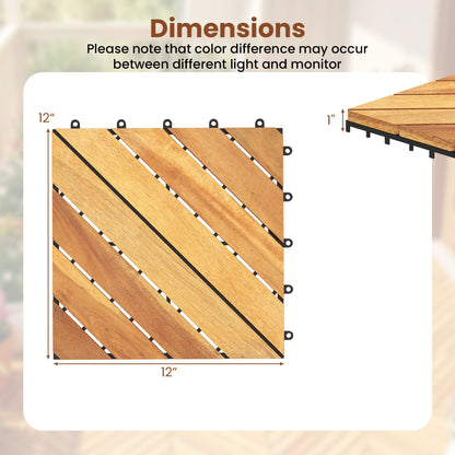 12 x 12 Inch 48 Pieces Acacia Wood Interlocking Deck Tiles with Waterproof Design, Natural Decorative Fencing & Flooring at Gallery Canada
