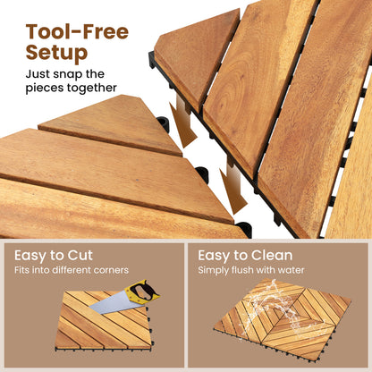 12 x 12 Inch 48 Pieces Acacia Wood Interlocking Deck Tiles with Waterproof Design, Natural Decorative Fencing & Flooring at Gallery Canada