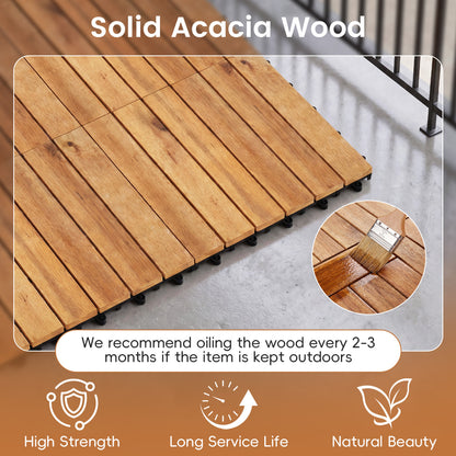 12 x 12 Inch 54 Pieces Acacia Wood Interlocking Deck Tiles, Natural Decorative Fencing & Flooring at Gallery Canada