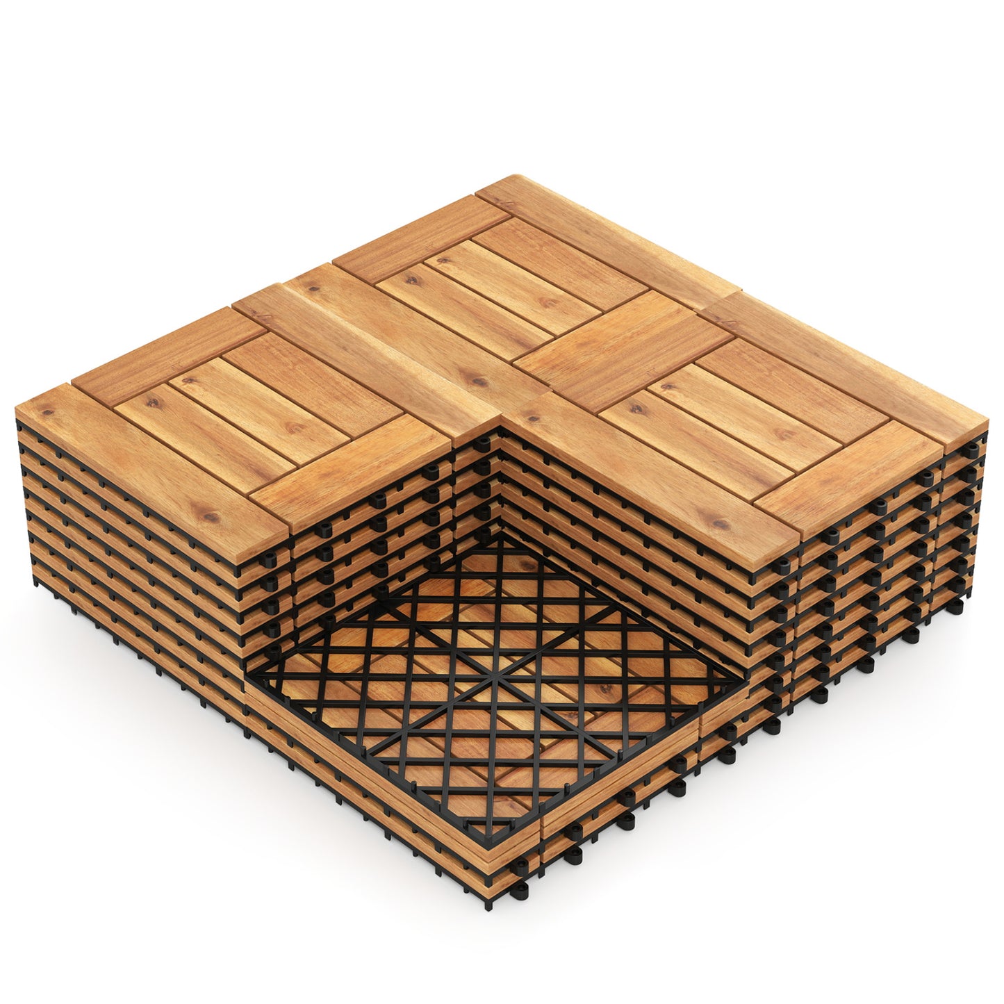 12" x 12" Indoor Outdoor Floor Tiles for Patio Balcony Backyard Porch Poolside, Natural Decorative Fencing & Flooring at Gallery Canada