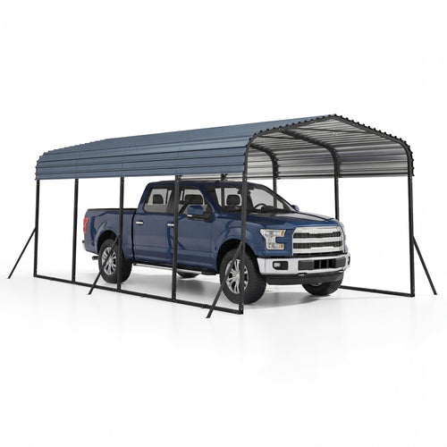 12 X 20 FT Heavy-Duty Steel Carport Outdoor Garage Shelter, Black