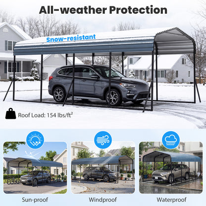 12 X 20 FT Heavy-Duty Steel Carport Outdoor Garage Shelter, Black Gazebos at Gallery Canada