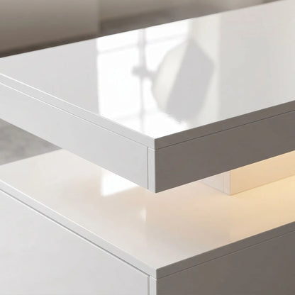 LED Coffee Table With Storage, 2-Tier, White Coffee Tables at Gallery Canada
