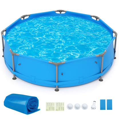 12ft x 30in Round Above Ground Swimming Pool, With Cover, Blue Swimming Pools Blue at Gallery Canada