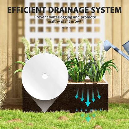 Bac de jardin surélevé galvanisé avec treillis, 35" x 16" x 70", Blanc