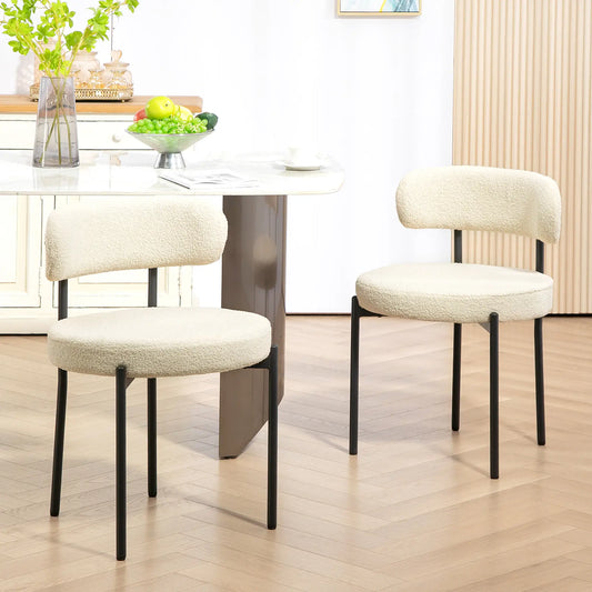 Modern Dining Chairs, Berber Fleece Upholstery, Steel Legs, Beige Dining Chairs Beige at Gallery Canada