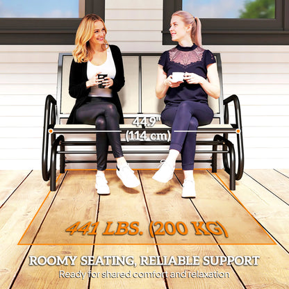 Outdoor Steel Sling Glider Bench, Fabric Swing Chair, Cream Outdoor Gliders at Gallery Canada