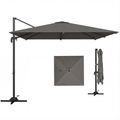 10 FT Square Patio Umbrella, Crank Handle, Cross Base, Tilt, 360° Rotation Offset Cantilever Umbrellas at Gallery Canada