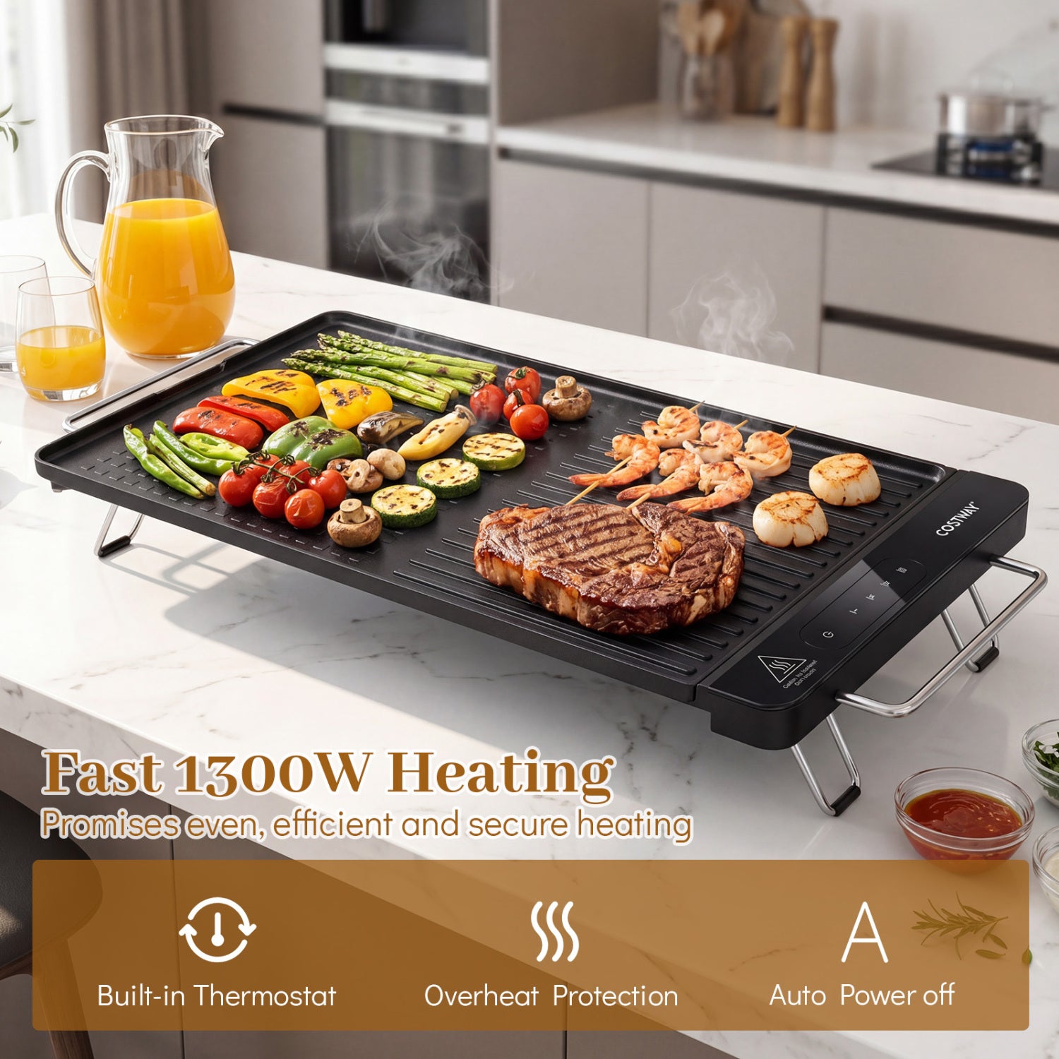 1300W Indoor Electric Grill with Removable Touch Panel, Black Kitchen Appliances at Gallery Canada
