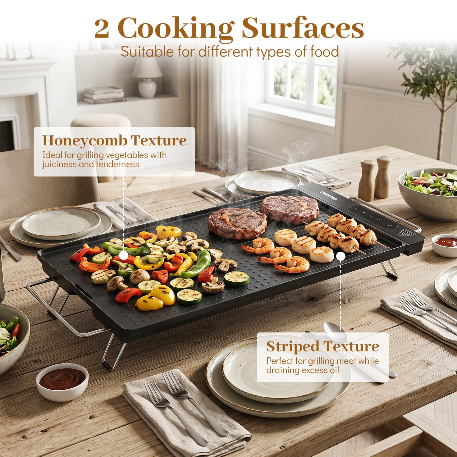 1300W Indoor Electric Grill with Removable Touch Panel, Black Kitchen Appliances at Gallery Canada