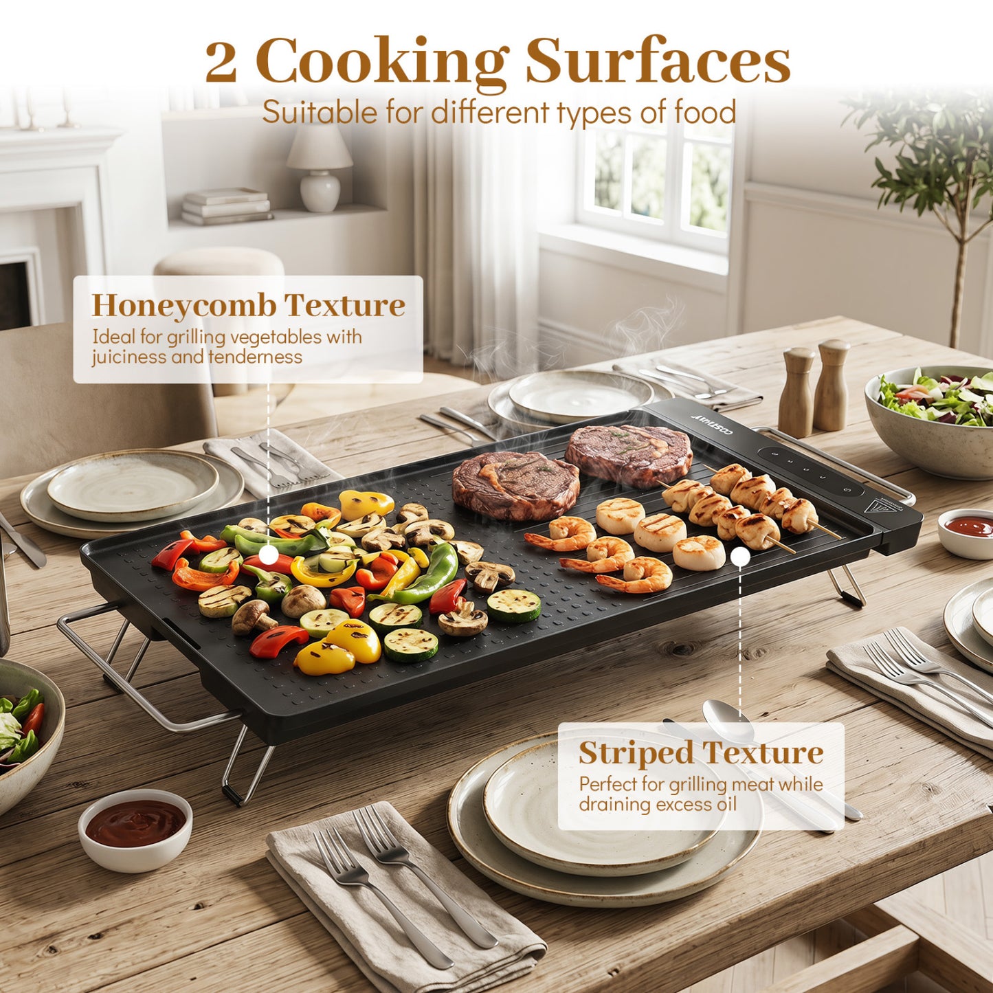 1300W Indoor Electric Grill with Removable Touch Panel, Black Kitchen Appliances at Gallery Canada