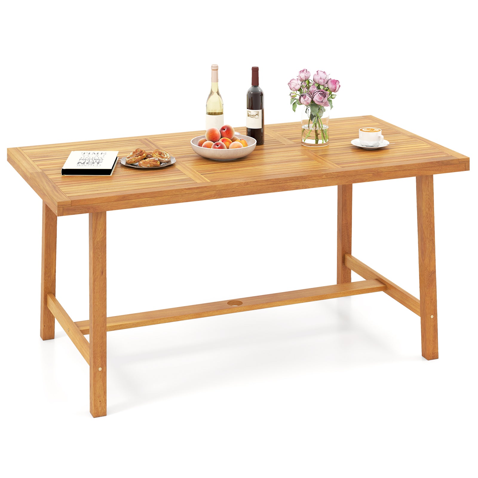 Acacia Wood Dining Table for 6 People Heavy-Duty Indoor Outdoor, Natural Patio Dining Tables at Gallery Canada