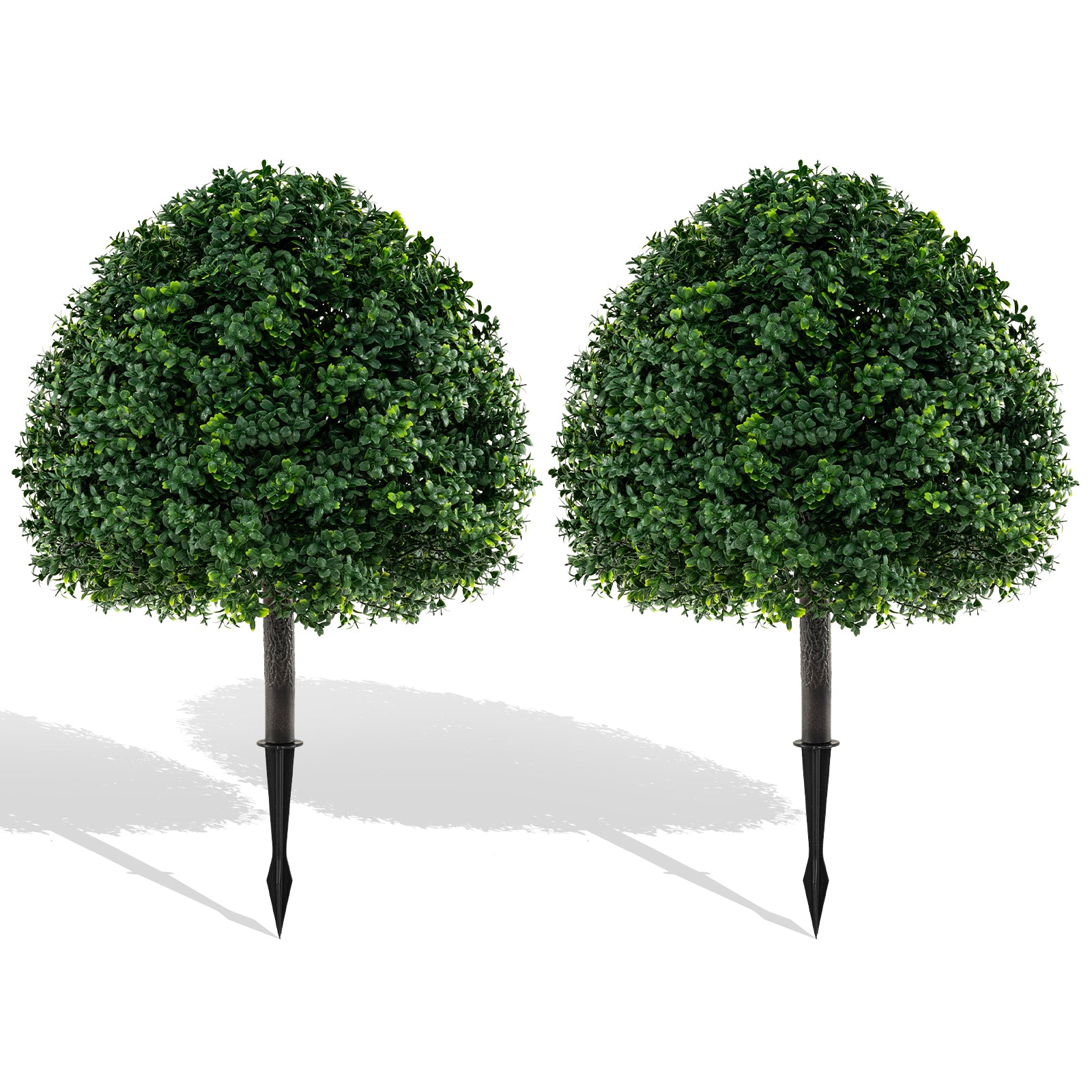 28 Inches Artificial Boxwood Topiary Ball Tree Set of 2 with Ground Spike, Green Faux Plants at Gallery Canada