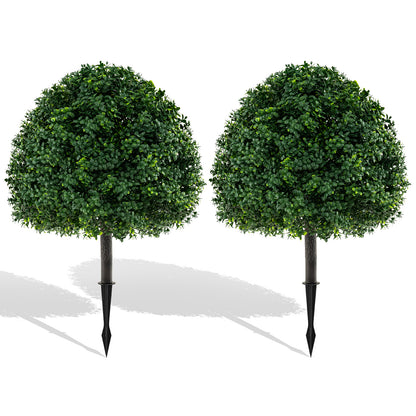 28 Inches Artificial Boxwood Topiary Ball Tree Set of 2 with Ground Spike, Green Faux Plants at Gallery Canada