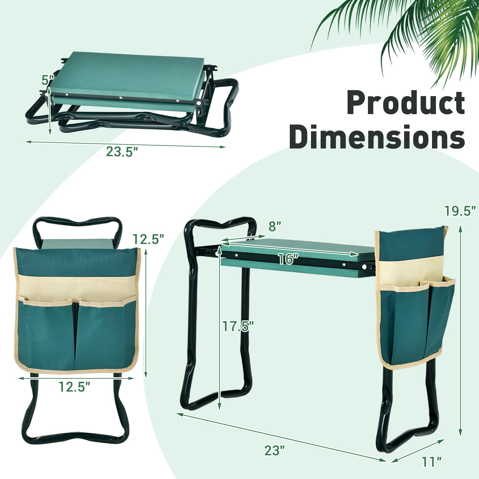 Folding Sturdy Garden Kneeler Pad and Cushion Seat, Green Garden Tools at Gallery Canada