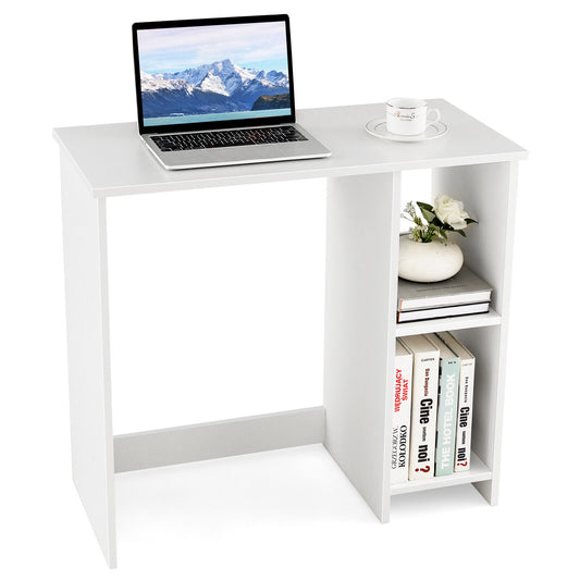 31.5 Inch Modern Home Office Desk, 2 Compartments, White Writing Desks White at Gallery Canada