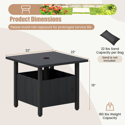 Outdoor Side Table with 1.89" Umbrella Hole Patio Umbrella Table Base Stand, Black Patio Coffee Tables at Gallery Canada