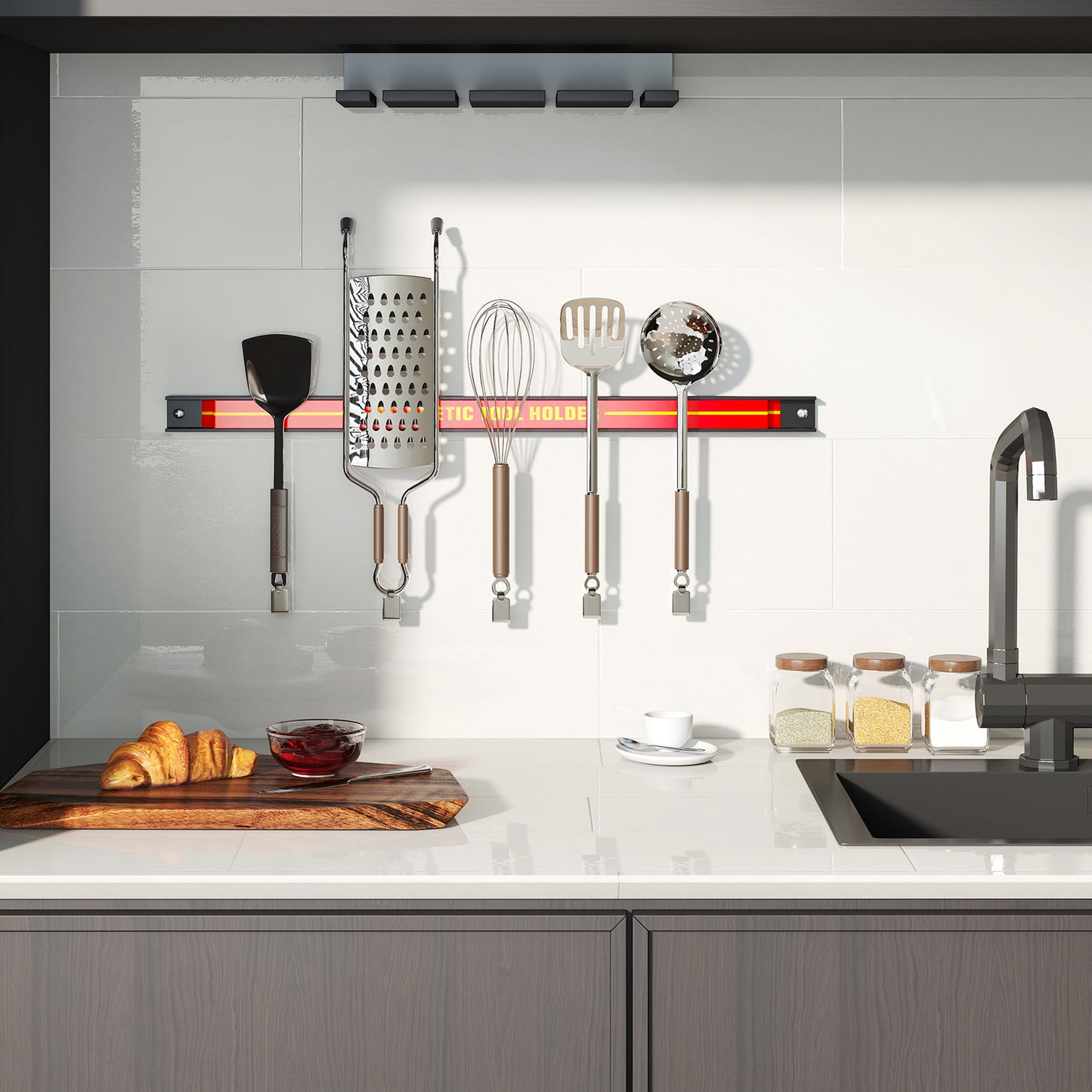 18 Inch Magnetic Tool Holder Strip with Mounting Screws, Red Garages at Gallery Canada