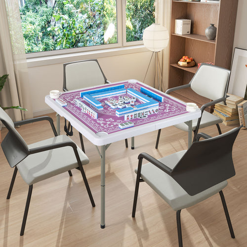 35 Inch 4 Player Folding Mahjong Table With Cup Holders, Pink