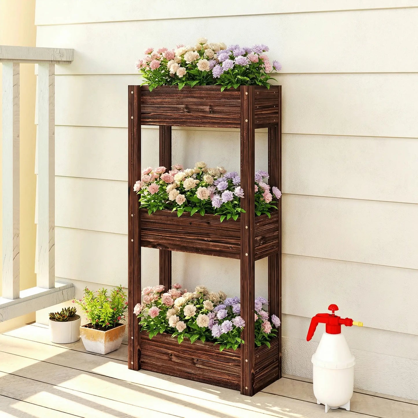 3-Tier Wooden Raised Garden Bed, 23.6" x 9.8" x 47.2", Elevated Planter Box Elevated Garden Beds at Gallery Canada