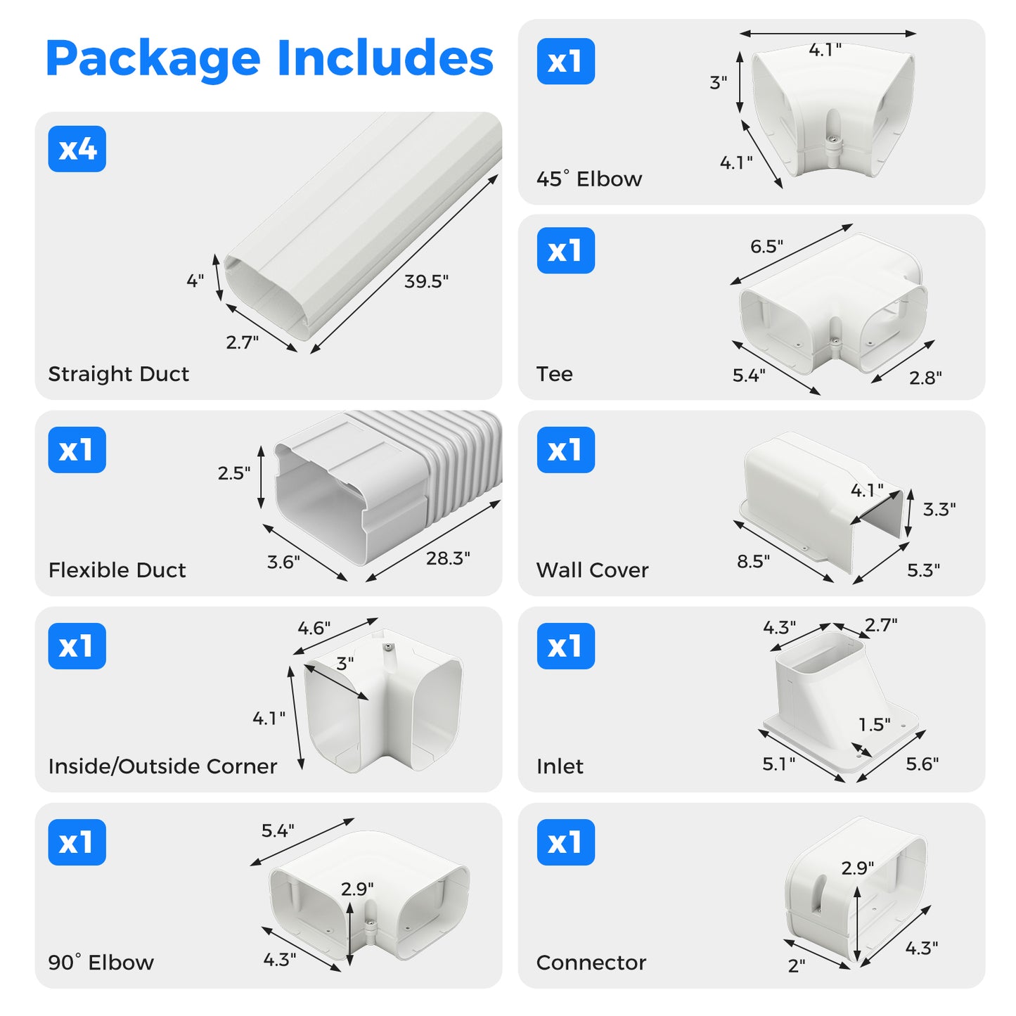 4 Inches W Mini PVC Cover Kit, 16.5ft, White Mini Split AC Parts & Accessories at Gallery Canada