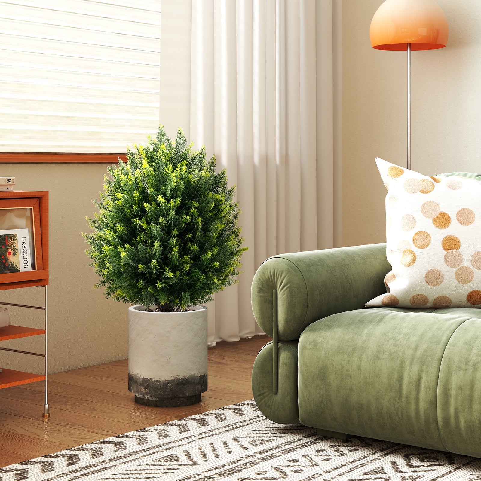 24 Inches Artificial Cypress Topiary Ball Tree Set with Ground Spike, Green Faux Plants at Gallery Canada