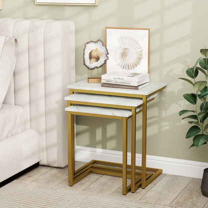 3 Pieces Multifunctional Coffee End Table Set, White Living Room at Gallery Canada