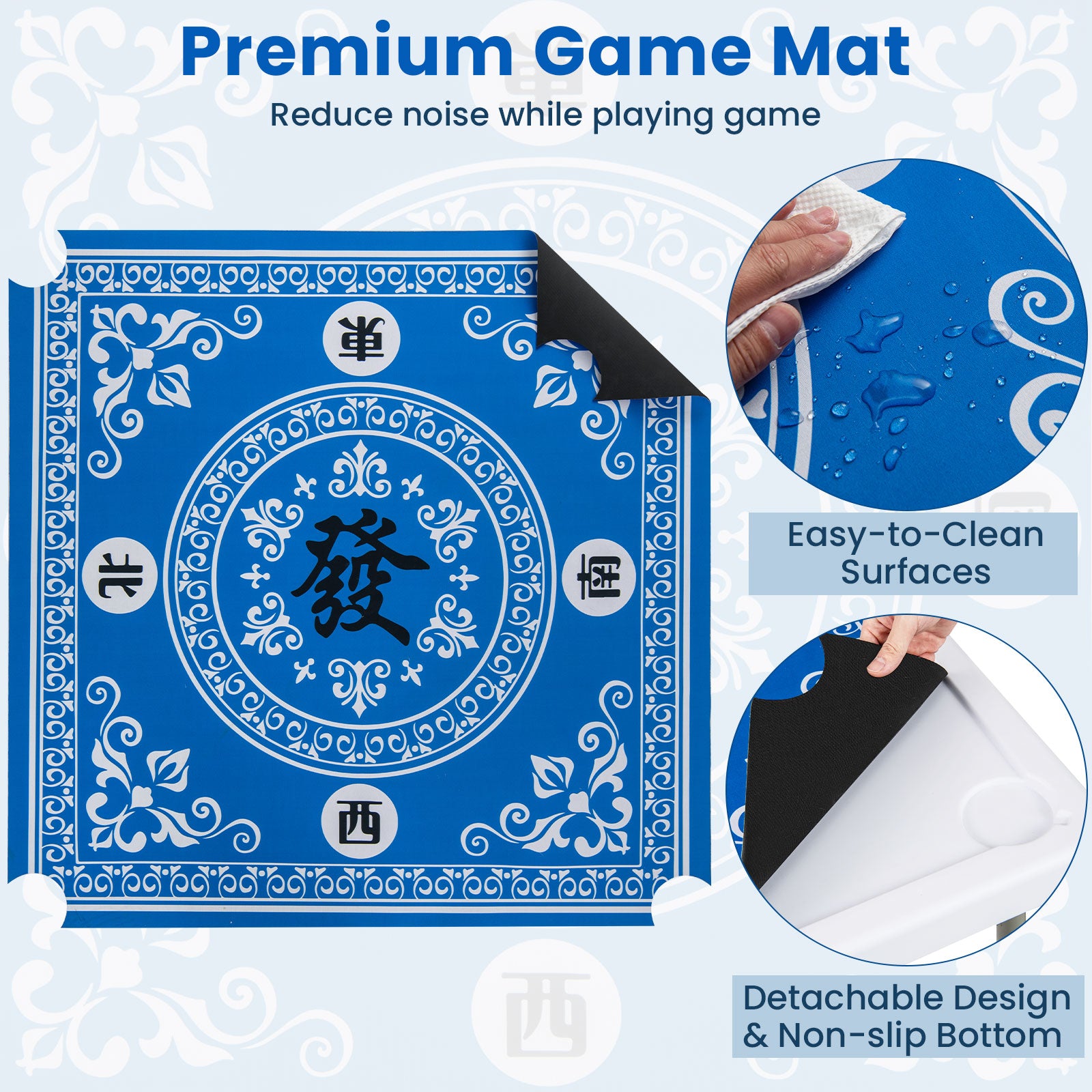 35 Inch 4 Player Folding Mahjong Table, Cup Holders, Light Blue Game Room at Gallery Canada
