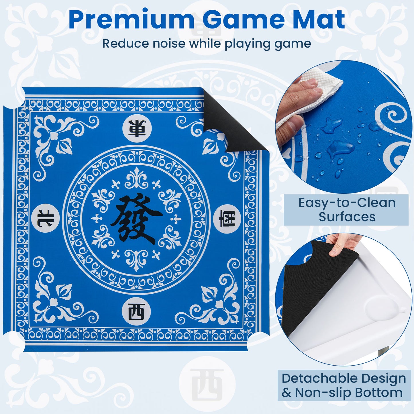 35 Inch 4 Player Folding Mahjong Table, Cup Holders, Light Blue Game Room at Gallery Canada