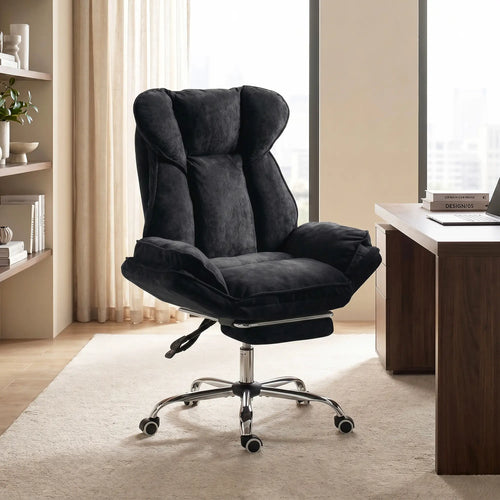 Big & Tall Office Chair, High Back, Snowflake Velvet, Black