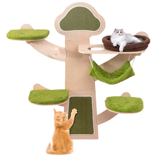Wall-Mounted Cat Tower Cat Wall Shelves Furniture with Bed, Green Cat Trees Condos & Scratchers Green at Gallery Canada