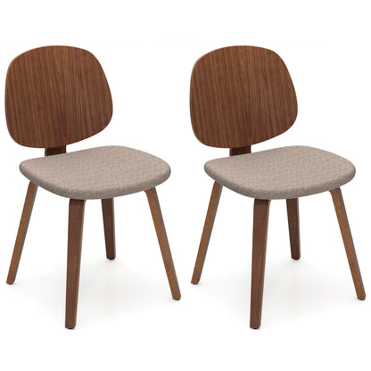Wooden Dining Chair Set of 2 with Bentwood Frame and Padded Seat, Walnut Dining Chairs Walnut at Gallery Canada
